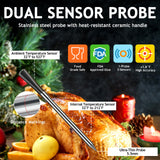 Meat Thermometer Digital Wireless with 800ft Range, Bluetooth 5.3 Food Thermometer with Dual-Temperature Probe, LCD Display and App&Case Setting