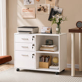 DEVAISE 3-Drawer File Cabinet with Lock, Mobile Wood Filing Cabinet, White