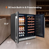 Ca'Lefort 30 Inch Wine & Beverage Fridge, Dual Zone Built-In Wine Cooler