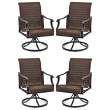 MELLCOM Patio Wicker Swivel Chair Set of 4, Heavy Duty Outdoor Dining Chair with 23.5'' High Back, Extra-Large Water-Fall Seat, Rattan Porch Seating Gentle Rocker for Outside, Backyard, Garden