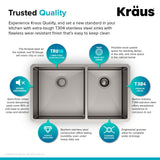 Kraus Kitchen Sinks Undermount - 33 Inch Stainless Steel Kitchen Sink, 60/40 Double Bowl, 16 Gauge, Model KHU103-33
