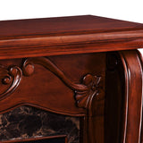 SEI Furniture Cardona Carved Wood & Faux Marble Electric Fireplace, New Walnut