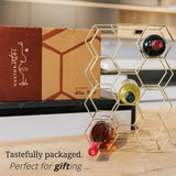 Gusto Nostro Countertop Wine Rack - 14 Bottle Freestanding Modern Gold Metal Small Wine Rack - 3 Tier Tabletop Wine Holder Stand for Cabinet, Pantry