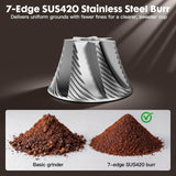 COOL KNIGHT Manual Coffee Grinder, 7-Edge SUS420 Stainless Steel Conical Burr, 72-Click External Adjustment, 25g Capacity, Aluminum Body, Walnut Handle