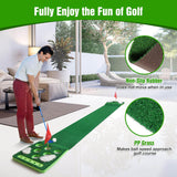 Golf Pong Game Set, Detachable Golf Pong Putting Mat with 8 Golf Balls, 2 Golf Cups & Flags (Green with Putter) KEMLDIVS