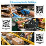 PecuMecu Bluetooth 1D 2D Barcode Scanner, 3-in-1 Bluetooth & 2.4G Wireless & USB QR Barcode Reader, PDF417 Data Matrix Handheld Bar Code Scanner Work with Windows, Android, iOS