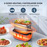 SOHIDA 100W Cordless Electric Lunch Box for Adults & Men, Rechargeable Battery Powered Heated Lunch Box, 1.2L Portable Food Warmer Lunchbox with 5-Sided Heating for Work Car Outdoor Use