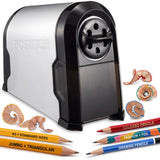 Bostitch Office SuperPro Glow Electric Pencil Sharpener, Sharpens Standard & Colored Pencils, Heavy Duty Commercial Classroom, Replaceable Cutter Cartridge System, 6-Hole, Silver/Black