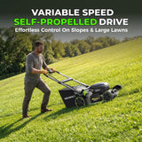 NovorikX 60V 5Ah Self-Propelled Electric Cordless Lawn Mower with 5.0Ah Battery 21-Inch, Brushless Mower for Large Yards, LED Headlight, Rapid Charger 3-in-1 Versatility Obsidian Series