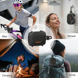TAZATA Bike Speaker, IPX7 Waterproof & Dustproof Portable Bluetooth Speaker for Scooter Handlebar, Enhanced Bass, Shower Speakers, 11H Battery, Versatile Strap,TWS Bike Accessories for Travel Outdoor