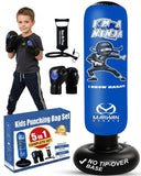 Marwan Sports Ninja Kids Punching Bag — Inflatable Sensory Toy & Birthday Gift for Boys & Girls Ages 4-12, 63" Freestanding 5-in-1 Kit, Indoor Apartment-Quiet Sensory-Friendly Active Play