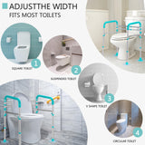 Lianjindun Toilet Safety Rails, Adjustable Toilet Frame for Elderly, Seniors, Handicap & Disabled, Foldable Handicap Toilet Handles Fit Any Toilets（Peacock Blue）