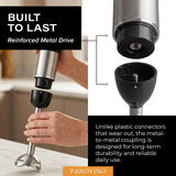 PANOVINO Immersion Blender with Stainless Steel Blending Arm, Whisk & Chopper – Variable Speed Hand Blender, 400W DC Motor, Metal Connector, Mixing Cup Included, Black