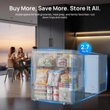 2.7 Cu.Ft Chest Freezer, Small Compact Deep Freezer with Adjustable 7 Thermostat,2 Removable Baskets, Energy Saving, Quiet Top Open Door Mini Meat Freezer with LED Light for Garage Outdoor Home Office