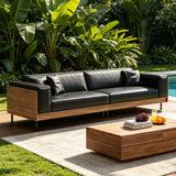 NessCarsti Outdoor Patio Sofa 4 Person 106.3" PU Leather Couch,Black