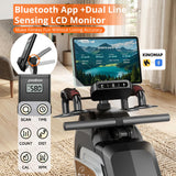 pooboo Rowing Machines for Home, Magnetic Rowing Machine with Adjustable Resistance, Folding Rower Machine of Quiet, 350lbs Weight Capacity, Comfortable Seat Cushion,LCD Monitor, App Support