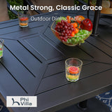 PHI VILLA 7 Piece Patio Dining Set, 64" Steel Table