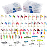 Dr.Fish 60 Pieces Fishing Lures Kit, 5 Tackle Box with Tackle Included, Fishing Spinner Lure Set Rooster Tail Lures Kits Trout Lures Freshwater Crappie Bass Walleye Bait Assorted Dr.Fish