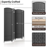 4 Panel Room Divider 6 ft. Tall - Privacy Screen, Extra Wide Double Hinged Panels, Mesh Hand-Woven Design