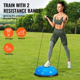 VEVOR 23-inch Half Exercise Ball Trainer, 660 lbs Capacity Balance Ball, Includes Resistance Bands and Pump, Ideal for Full Body Workouts, Yoga, and Strength Training at Home Gym, Blue