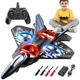 MSKOLER Foam Remote Control Airplane for Kids 8-12, 2.4 GHz RC Plane with Colorful Lights, 360° Flips and Stunt Roll, RC Airplane Toy for Boys and Girls Ages 8-16, Gift for Kids and Adults (Gray)