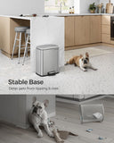 Trash Can, Garbage Can with Lid, 5.2-Gallon (20L) Step Trash Bin for Kitchen, Stainless Steel, Soft Close and Stays Open