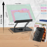 HAUTOCO Acrylic Book Stand, Adjustable Book Holder with 360° Rotating Base