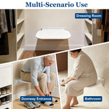 Neohomee Folding Shower Seat Wall Mounted 15.7" Wide Shower Chair Foldable with Bistable Embedded Bracket, 440lb Capacity, Safety Bench for Adults (White)