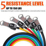 Resistance Bands with Handles for Working Out Women and Men, Exercise Bands with Door Anchor, Stretch Bands for Home Workouts, Simple Guide Included (5pcs TPE Set - 150 lbs)