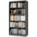 Tall Metal Bookcase, 5 Shelf Black Bookcase with Adjustable Shelves, Large Bookshelves and Bookcases