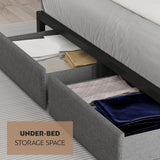 CIKUNASI Queen Size Bed Frame with Headboard and Storage, Drawers Platform Bed Frame with Storage Chargin Station LED Light Bedframe, Heavy Duty, No Box Spring Needed