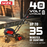 MZK 40V 12-inch Cordless Garden Tiller, Battery Powered Garden Cultivator, 2 * 4.0Ah Battery and Fast Charger Included