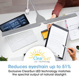 OttLite Pivot LED Clamp Desk Lamp - Dual Lamp Shades & Flexible Neck with ClearSun LED Technology - 3 Color Temperature Modes, Dimmable LEDs & Touch-Activated Controls for Crafting, Sewing, & Studying