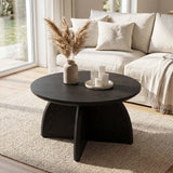 LITTLE TREE Round Coffee Table, Black 31.5 Inches Circle Center Living Room Table, Modern Simple Coffee Tables for Living Room, Low Cocktail Table for Home Office, Easy Assembly