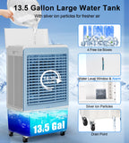 AKIRES 6000CFM Large Swamp Cooler with 13.5-Gal Water Tank,3-IN-1 Evaporative Air Cooler with Remote Control,4 Ice Packs,12H Timer, Evaporative Cooler for Indoor,Outdoor,Garage Use(47IN)