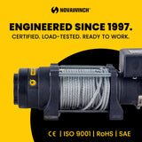 Novawinch Flex 5000 lb Trailer Winch 12V Electric - IP68 Sealed Planetary Gearbox, Wire Rope, Auto Load-Holding Brake, Waterproof Remote - Flatbed, Boat Trailer, Equipment Hauler, Car Hauler, SAE