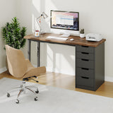 Computer Desk with 5 Drawers, 47 Inch Modern Simple Study Writing Desk with Storage, Rustic Home Office Desk