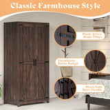 AMERLIFE Set of 2 Farmhouse Armoire Wardrobe Closet with 2 Barn Doors, 71'' Storage Cabinet with Shelf & Hanging Rod, Versatile Clothing Storage for Bedroom, Espresso