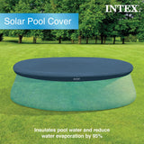 Intex Swim Center Inflatable Above Ground Outdoor Round Family Swimming Pool with Built-in Relaxing Bench, Cupholders & Secure Vinyl Pool Cover, Blue