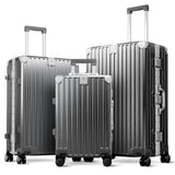 ALPHA CAMP 3 Piece Luggage Sets with Aluminum Frame (20/24/28 Inch,Grey)
