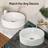 KES Bathroom Vessel Sink, 16 Inch Small Vessel Sink for Bathroom, Round Bowl Sink White Above Counter, RV Sink, Countertop Modern Sinks for Cabinet Lavatory Vanity Porcelain Ceramic, BVSC129