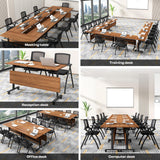 6 Pack Conference Room Table,Mobile Conference Table on Wheels