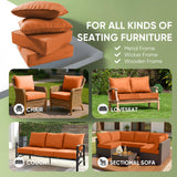 Outdoor Furniture Cushions, 6 inch Thick Seat Cushions for Outdoor Furniture, Waterproof 22x24 Patio Couch Cushions, Replacement Chair/Sofa Cushion, Include 3 Back & 3 Seat Cushion, Thick/Orange