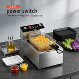 Electric Deep fryer Single Tank Deep Fryer with Basket Capacity 10L Electric Countertop Fryers with 60 Minute Timer for Home Kitchen and Restaurant
