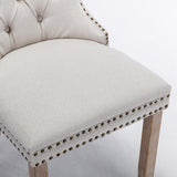 MOOLSUN Linen Dining Chairs Set of 6, High Back Side Chairs, Modern Padded High-End Tufted Upholstered Chairs with Button-Tufted Back & Rear Pull Tabs, Solid Wood Legs F-Beige(Solid Wood Legs)