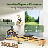 MERACH Water Rowing Machines for Home, Red Oak Wood Rower Machine with 12 Enhanced Resistance Blades, Upgraded Handle, Adjustable Footpad, Dedicated Monitor & Bluetooth App