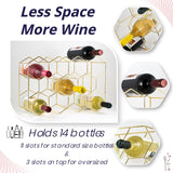 Gusto Nostro Countertop Wine Rack - 14 Bottle Freestanding Modern Gold Metal Small Wine Rack - 3 Tier Tabletop Wine Holder Stand for Cabinet, Pantry