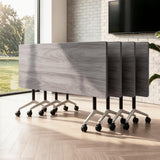 Modern Conference Table with Wheel,Modular Wooden Folding Conference Room Tables for 1-30 Person,Flip Top Meeting Training Table,for Office Seminar Dynamic Commercial Event Classroom(4,Grey,47.2in)