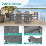 Homenjoy 7 Piece Patio Dining Set, 66" Rectangle HDPS Weather Resistant Outdoor Table & 6 Patio Chairs Set with 1.96" Umbrella Hole, Heavy Duty Chairs for Backyard Balcony Deck, Grey