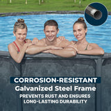Bestway APX 365 20' x 52" Above Ground Pool, Round Metal Frame Outdoor Swimming Pool Set with Sand Filter Pump, Ladder, and Cover, Dark Marble